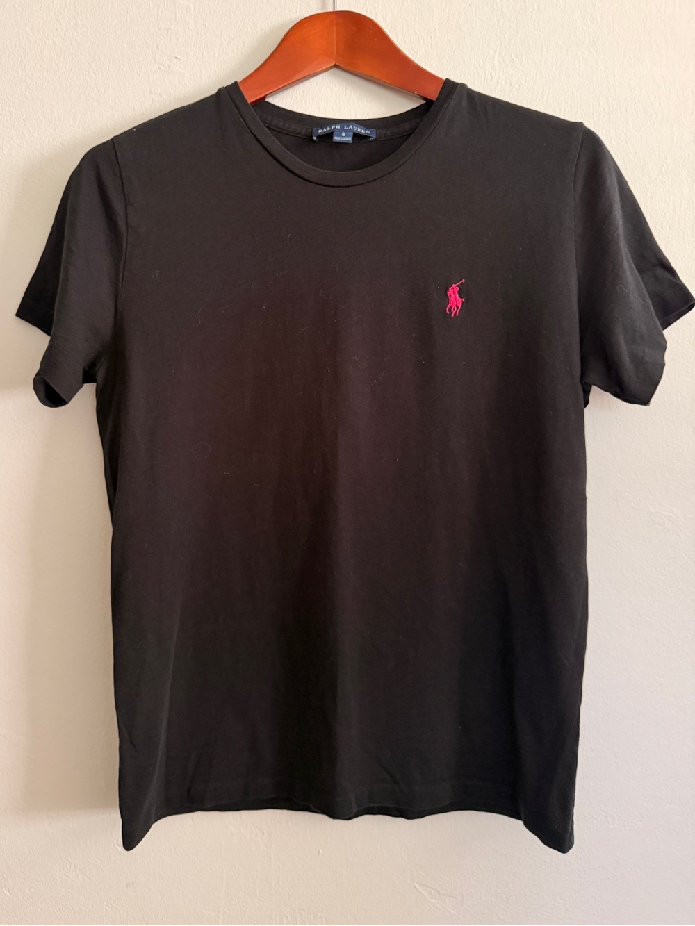 Ralph Lauren Black Pink Pony Crewneck Logo Tee Sz L - Picture 2 of 7